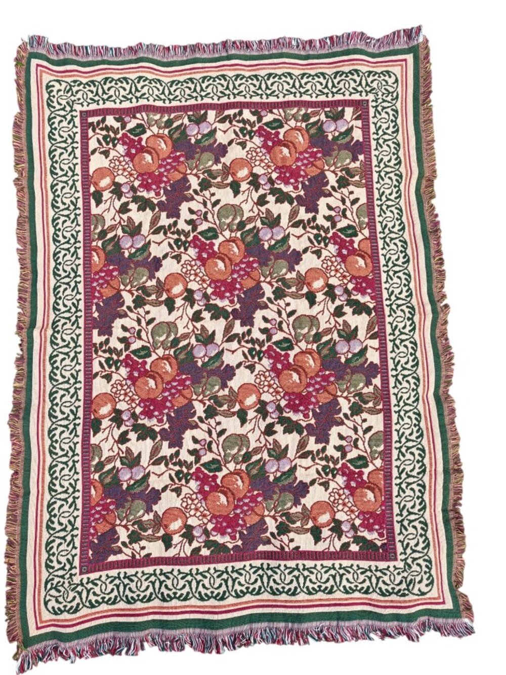 Vintage Garden Of Eden Cotton Woven Throw Blanket 50x68 Goodwin Weavers USA